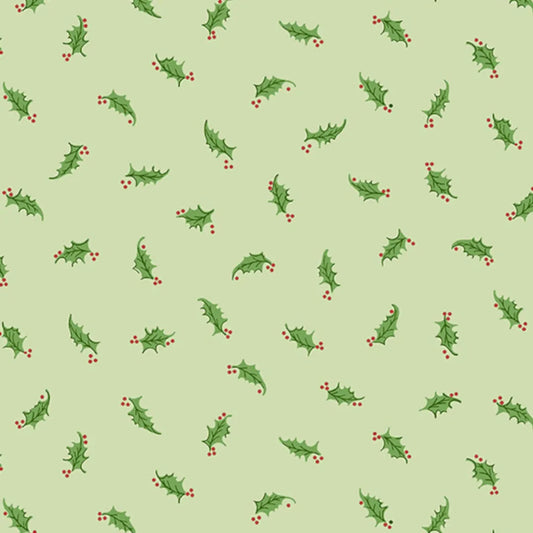 (5 yd) Andover/Makower UK Retro Ho Ho Holly Green 580-G