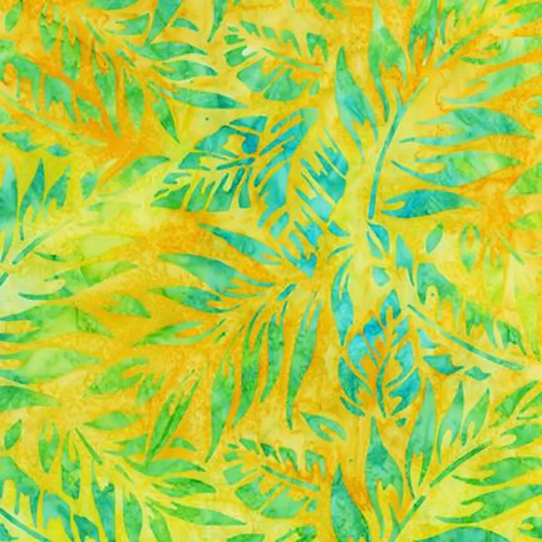 Robert Kaufman Artisan Batik "Totally Tropical" (Citrus/Green) Half-yard Bundle - 10 Fabrics, 5 Total Yards