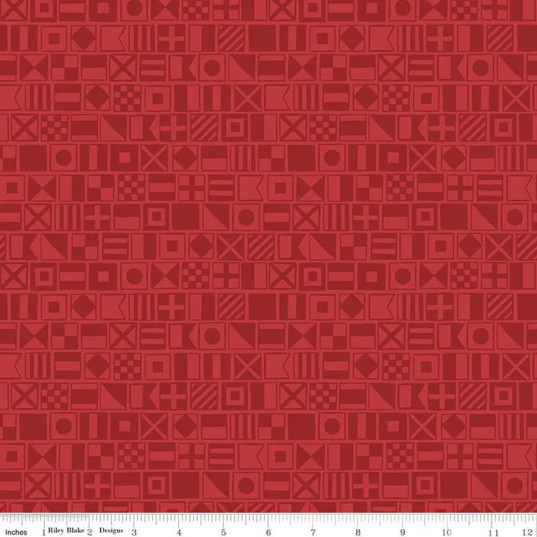 (1.5 yd) Riley Blake Yacht Club C15921 Red Flags