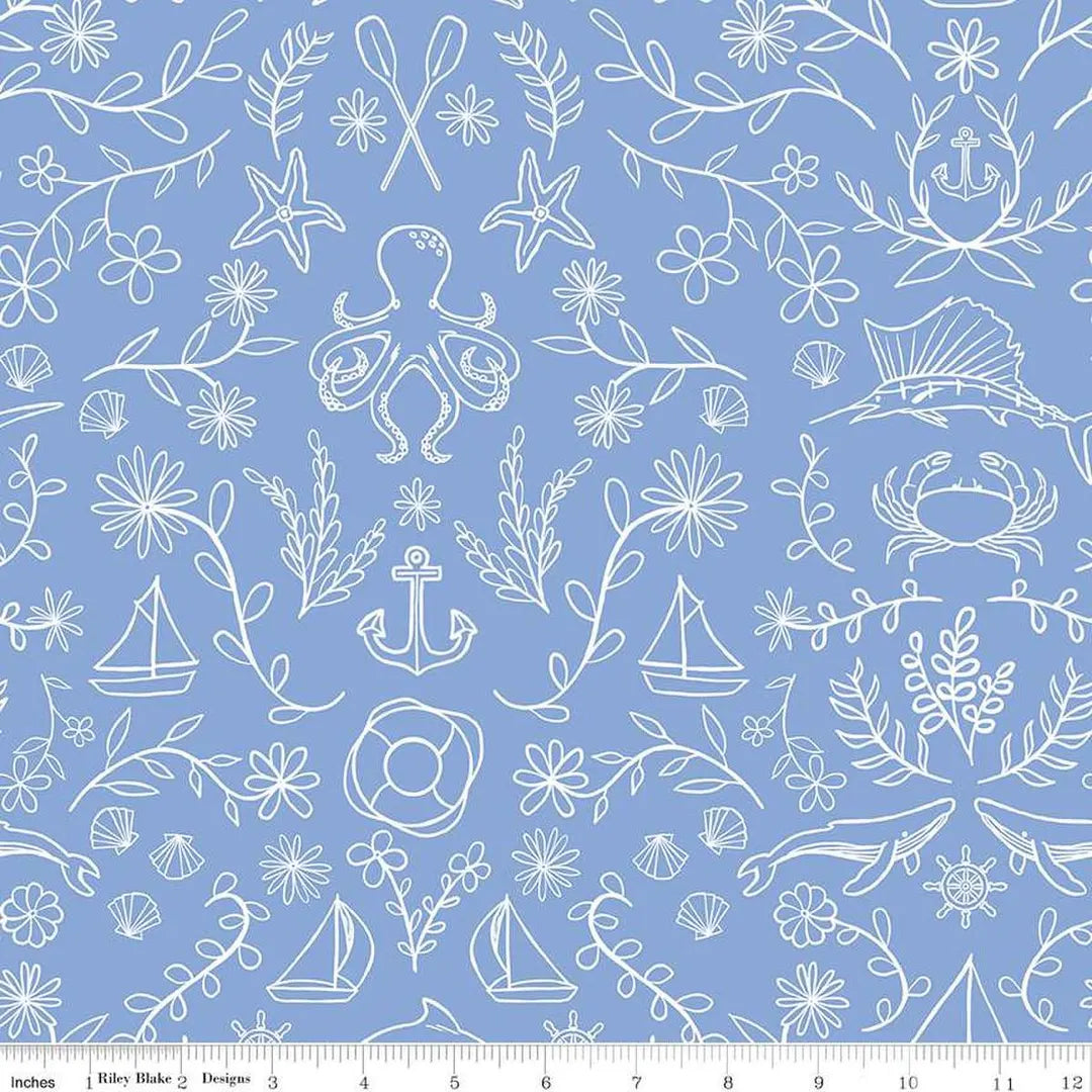 (1.5 yd) Riley Blake Yacht Club C15920 Sky Main