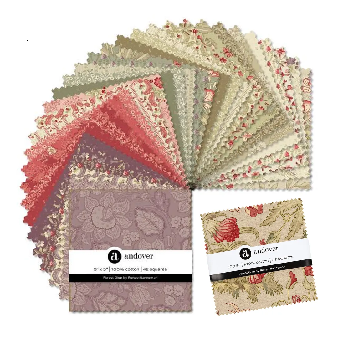 Charm Pack 5x5 Squares - Andover/Makower UK Forest Glen - 40 5" Squares