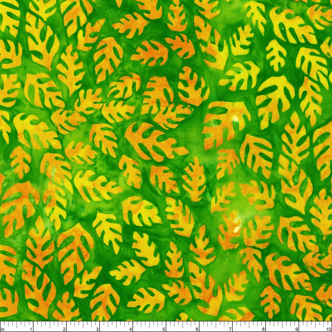 Robert Kaufman Artisan Batik "Totally Tropical" (Citrus/Green) Half-yard Bundle - 10 Fabrics, 5 Total Yards