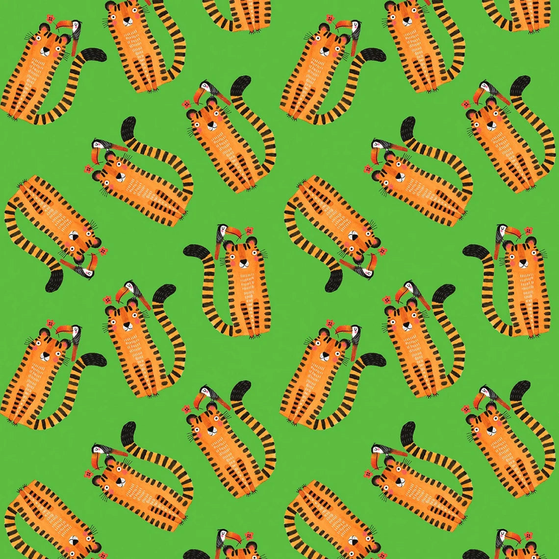 (4.5 yd) Benartex Safari Fun Tiger Too Green 16012-44