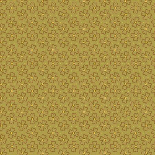 (4.5 yd) Marcus Fabrics Golden Era R220645 Green Wavy Daisy