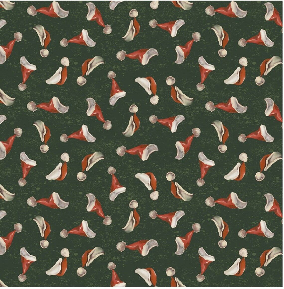 (5.5 yd) Clothworks Better Not Pout Forest Santa Hats 3786-113