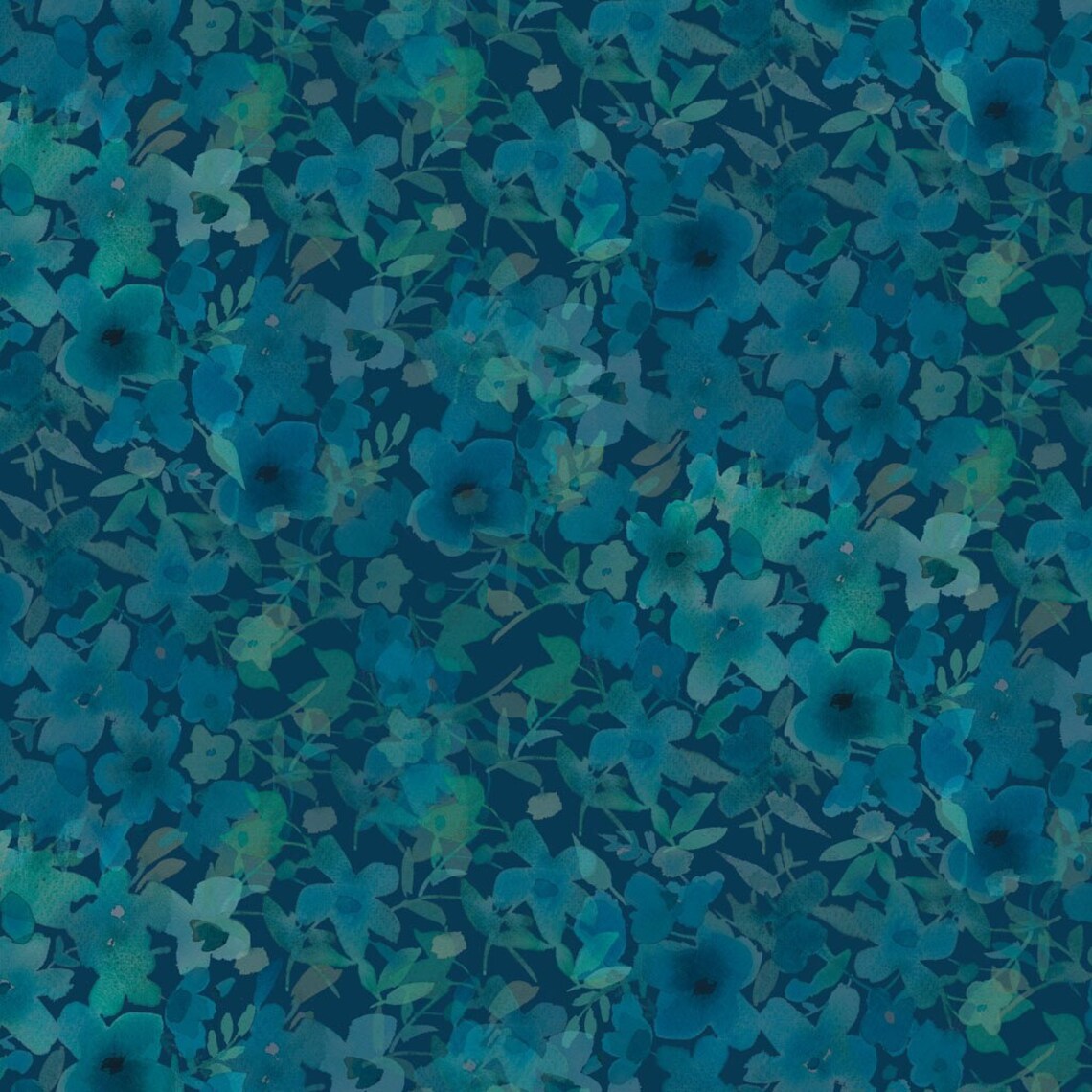 Clothworks "Blue Meadow" (Teal/Blue) Half-yard Bundle - 10 Fabrics, 5 Total Yards