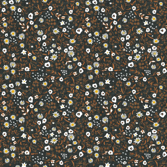 (5 yd) Clothworks Delilah Black Floral Y3693-3