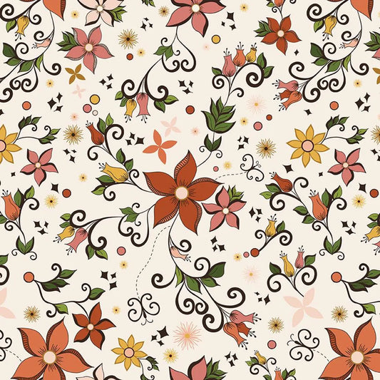 (5 yd) Riley Blake Curated Blooms Cream C15340 Main Floral