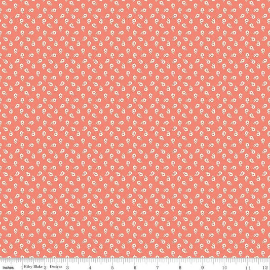 (4.5 yd) Riley Blake New Beginnings Coral C15755 Posies