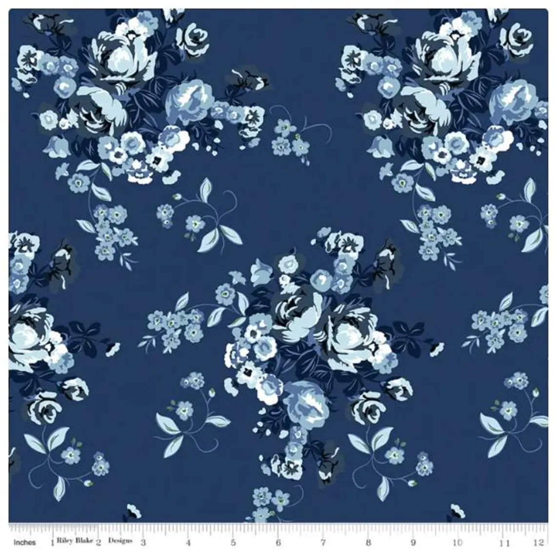 (5 yd) Riley Blake Tulip Cottage Navy C14260 Main Floral