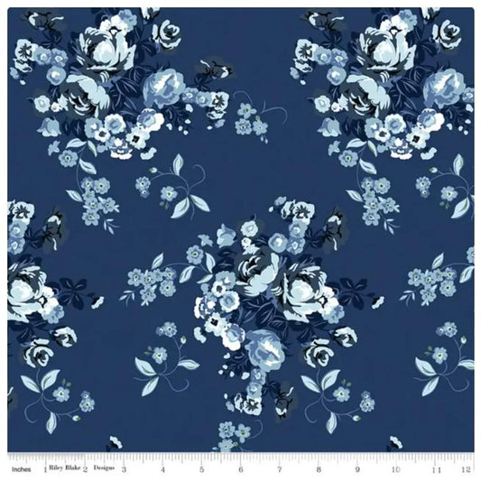 (5 yd) Riley Blake Tulip Cottage Navy C14260 Main Floral