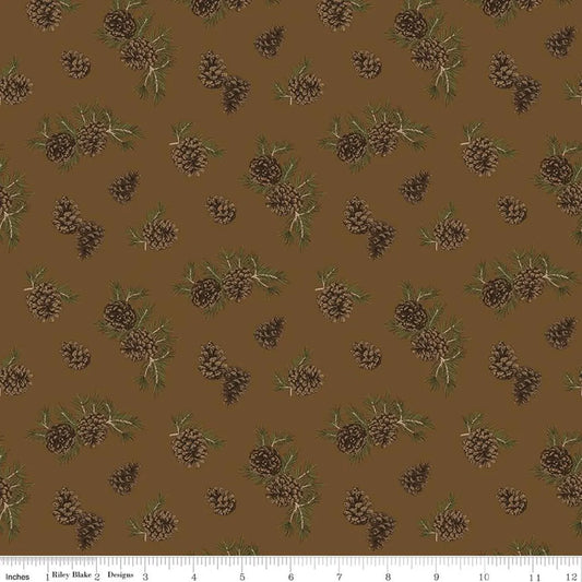 (1.5 yd) Riley Blake Pine Grove C15933 Brown Pinecones