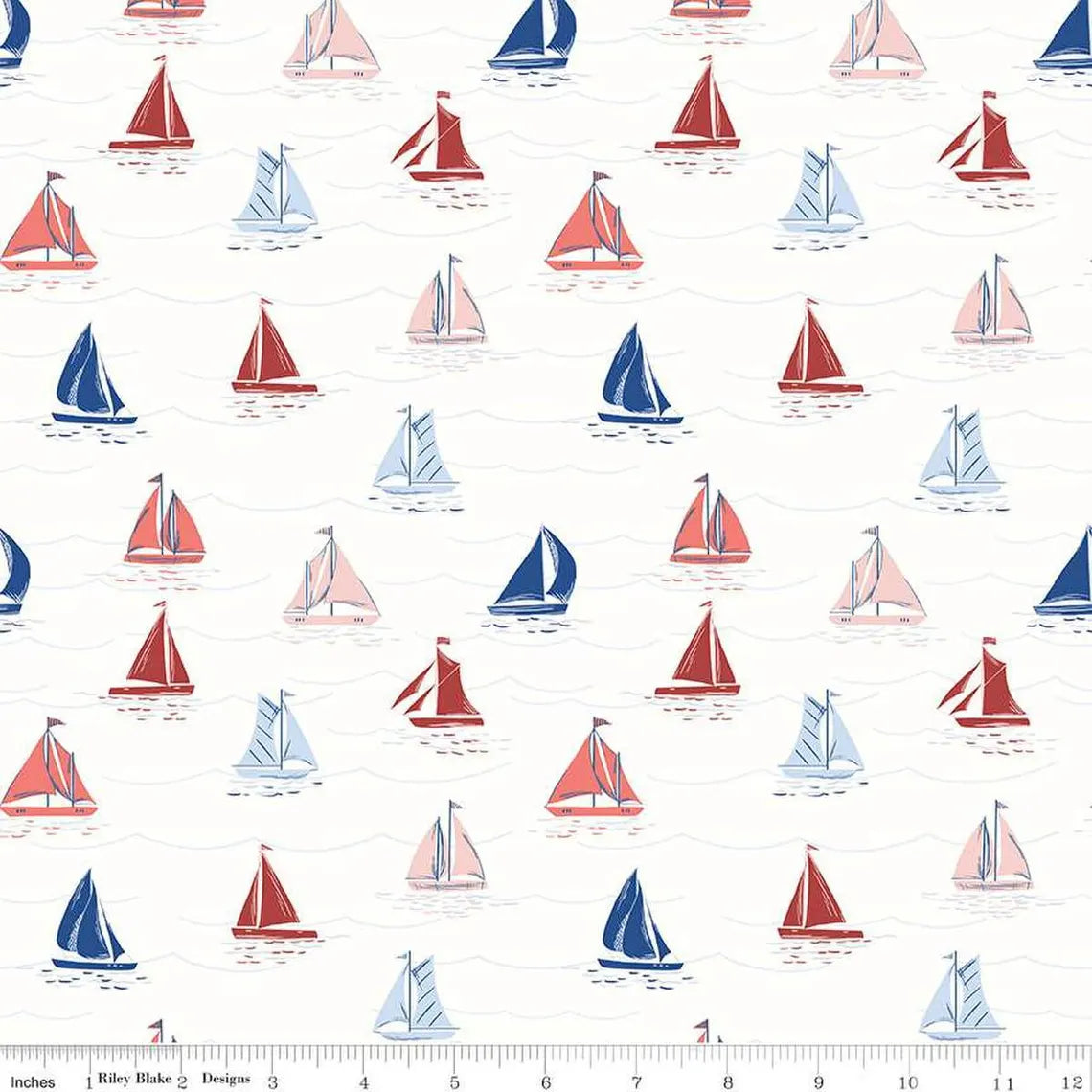 (1.5 yd) Riley Blake Yacht Club C15922 White Boats