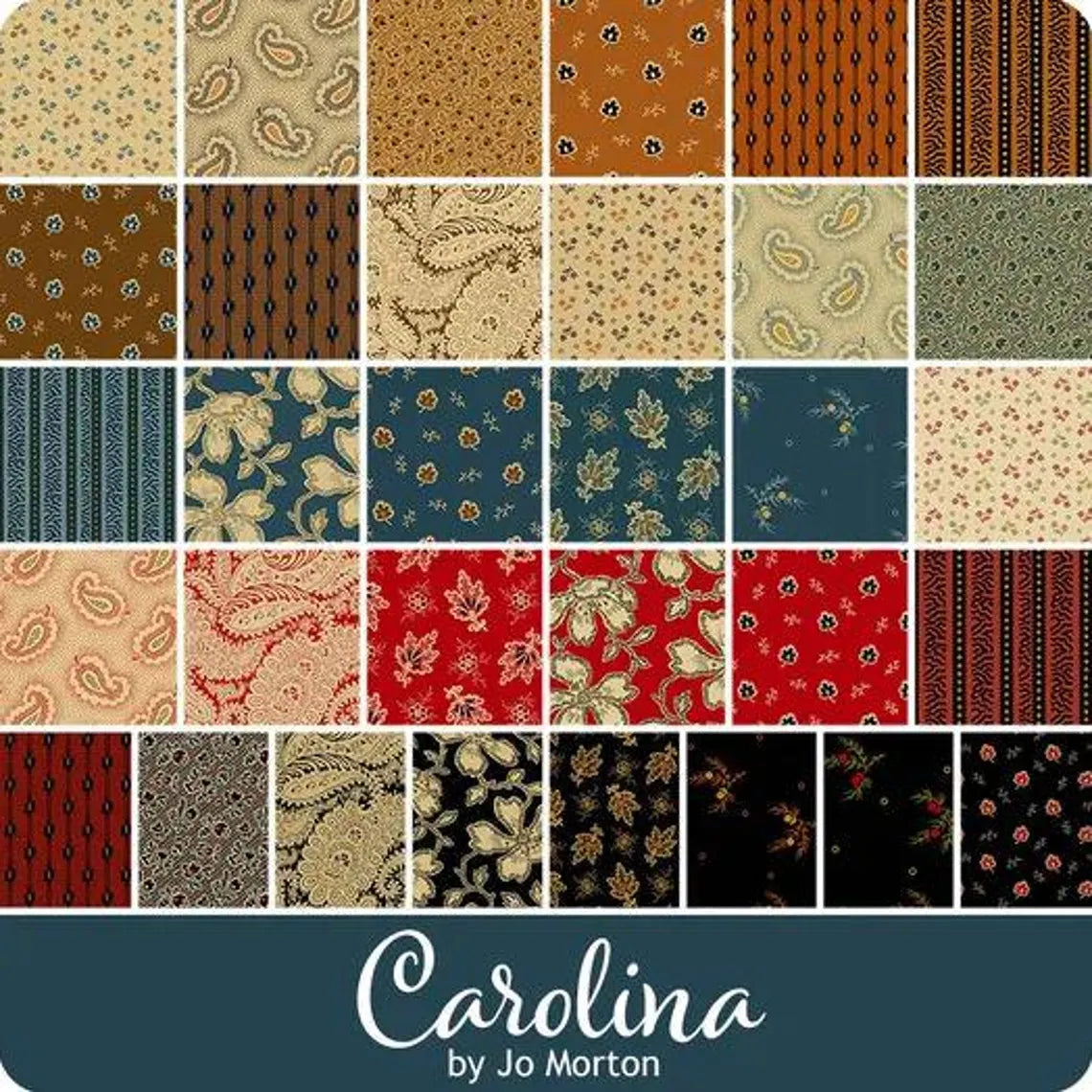 Andover/Makower UK - Carolina by Jo Morton Double Scoops - 40 2.5" Strips