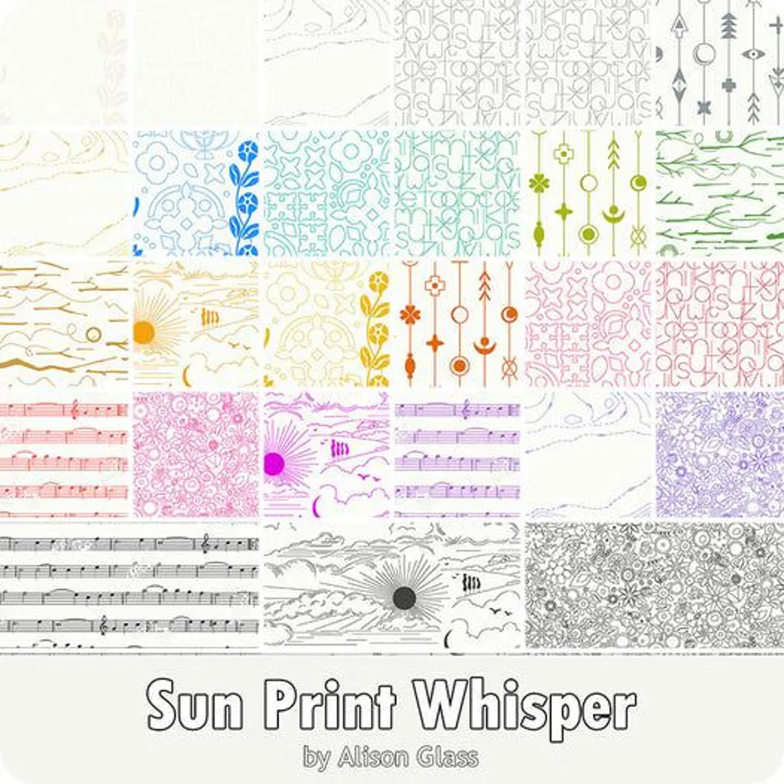 Charm Pack 5x5 Squares - Andover Sun Print Whisper - 40 5" Squares