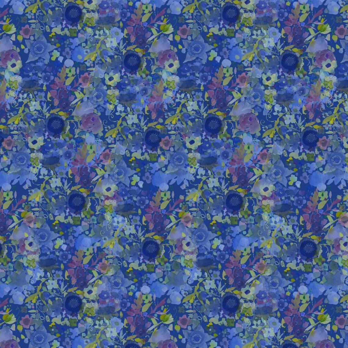 Clothworks "Blue Meadow" (Green/Blue) Half-yard Bundle - 10 Fabrics, 5 Total Yards