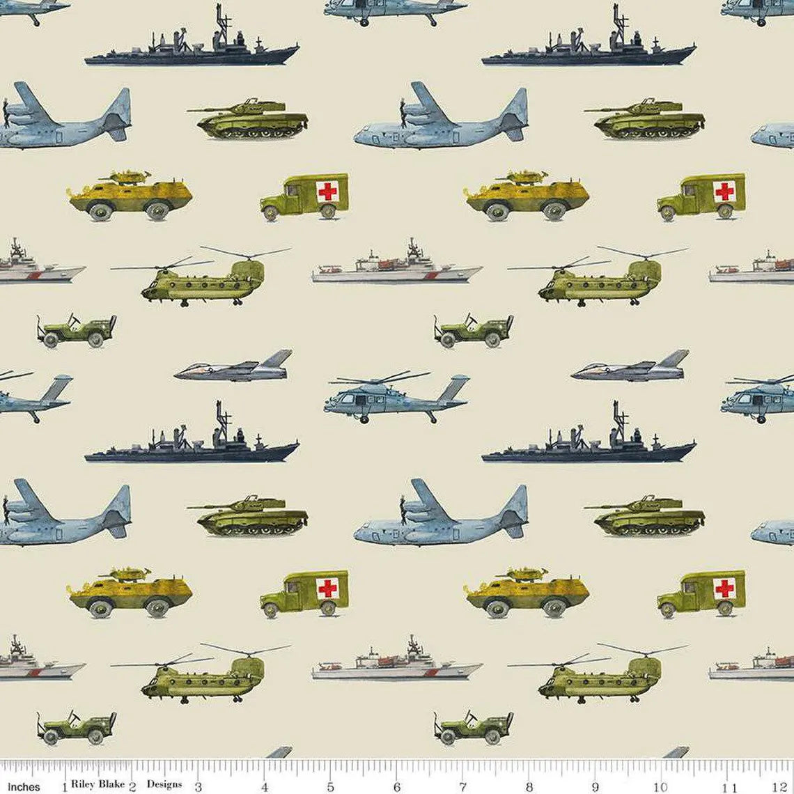 (5 yd) Riley Blake Letters From Home Khaki C15612 Transport