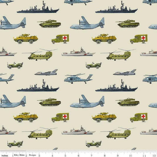(5 yd) Riley Blake Letters From Home Khaki C15612 Transport
