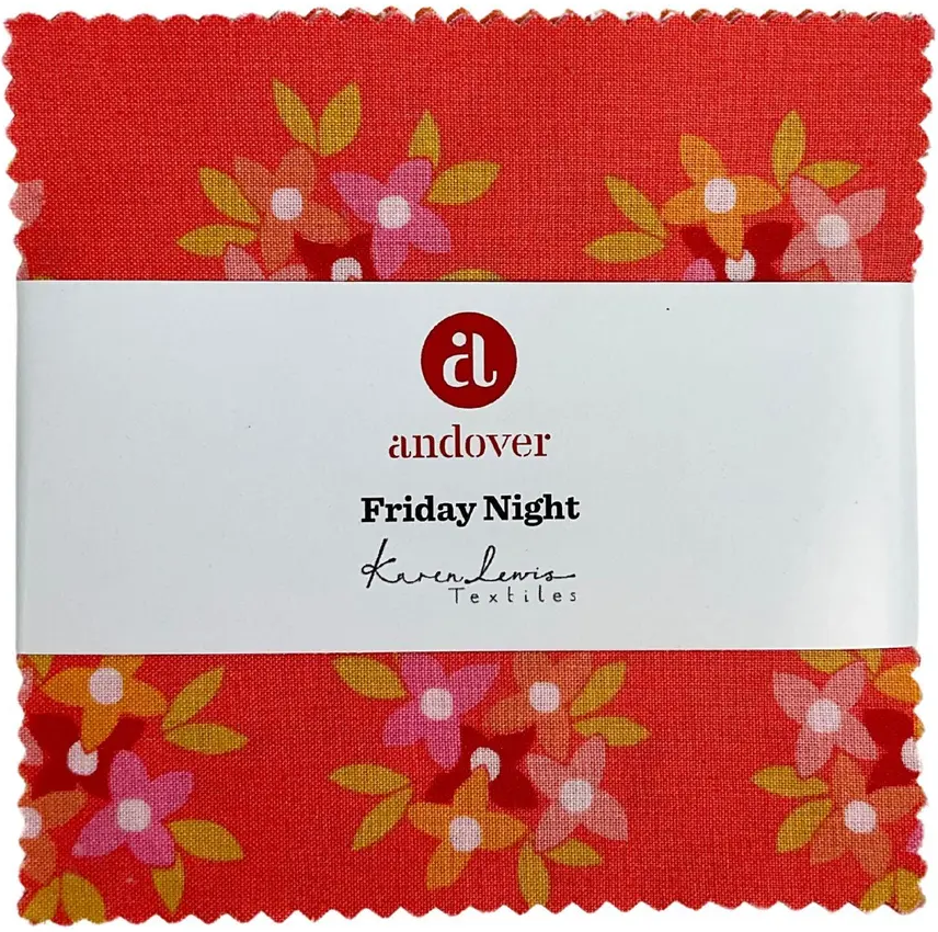 Charm Pack 5x5 Squares - Andover/Makower UK Friday Night By Jo Morton - 40 5" Squares