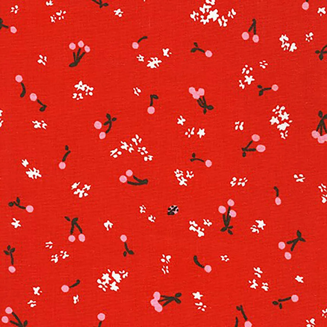 (5 yd) Robert Kaufman Cheery Blossoms WEL-20299-397 Ladybug Mini Cherries