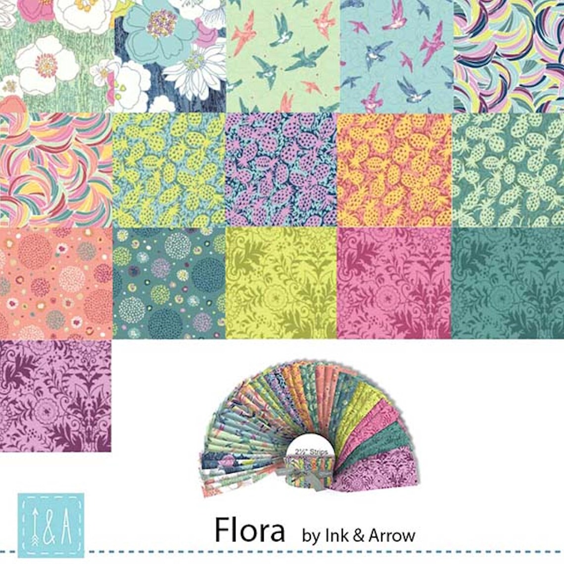 Quilting Treasures QT Fabrics - Flora by Ink & Arrow - 40 Strip Jelly Roll
