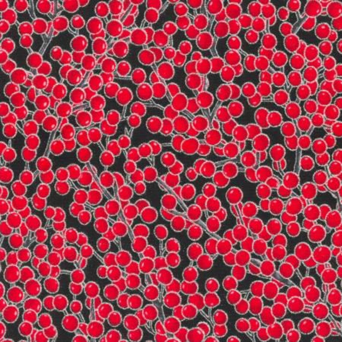 Half-Yard Bundle - Robert Kaufman "Holiday Flourish Snow Flower" Red/Silver (Metallic Accents) - 10 Fabrics, 5 Total Yards