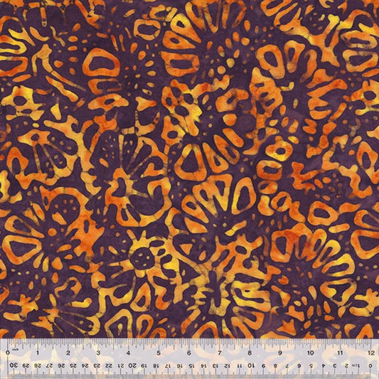 (6 yd) Anthology Batiks Splash Organic Floral Marmalade 436Q-1