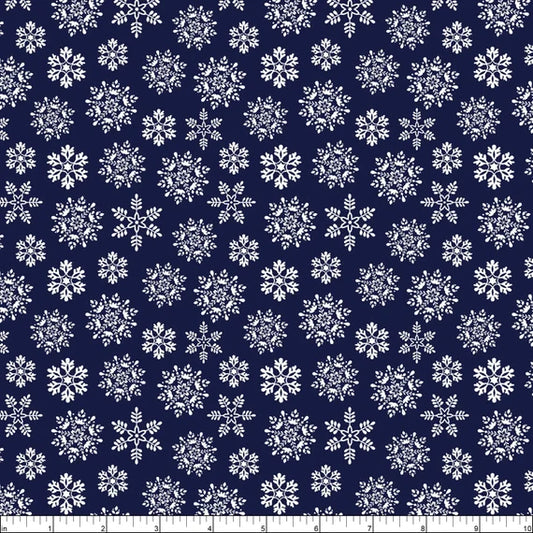 (2 yd) Benartex Nordic Cabin Snowflake Navy 13421P-57 (Pearlescent Accents)