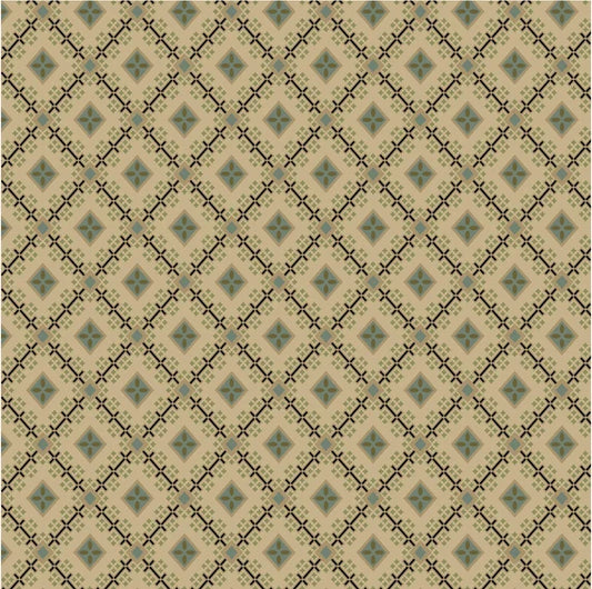 (4.5 yd) Marcus Fabrics Midnight Lace R220332 Tan Petal Plaid