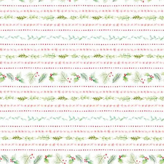 (1.5 yd) Freckle & Lollie A Swell Noel Holly Doodle FLSNK-D101-W