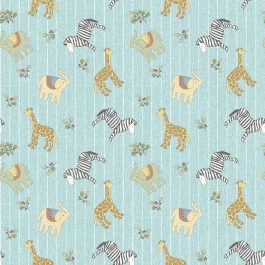 (1.5 yd) Benartex ABCs Jungle Pinstripe Turquoise 13172-84