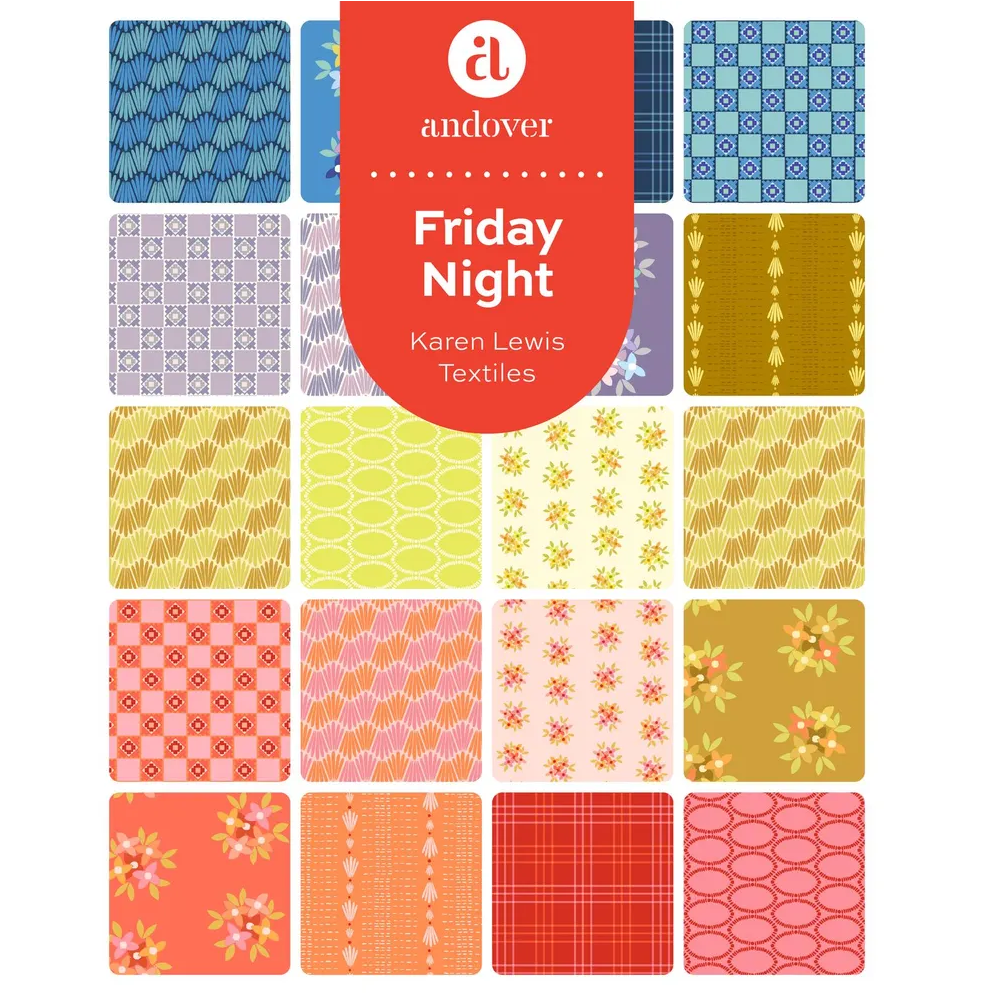 Charm Pack 5x5 Squares - Andover/Makower UK Friday Night By Jo Morton - 40 5" Squares