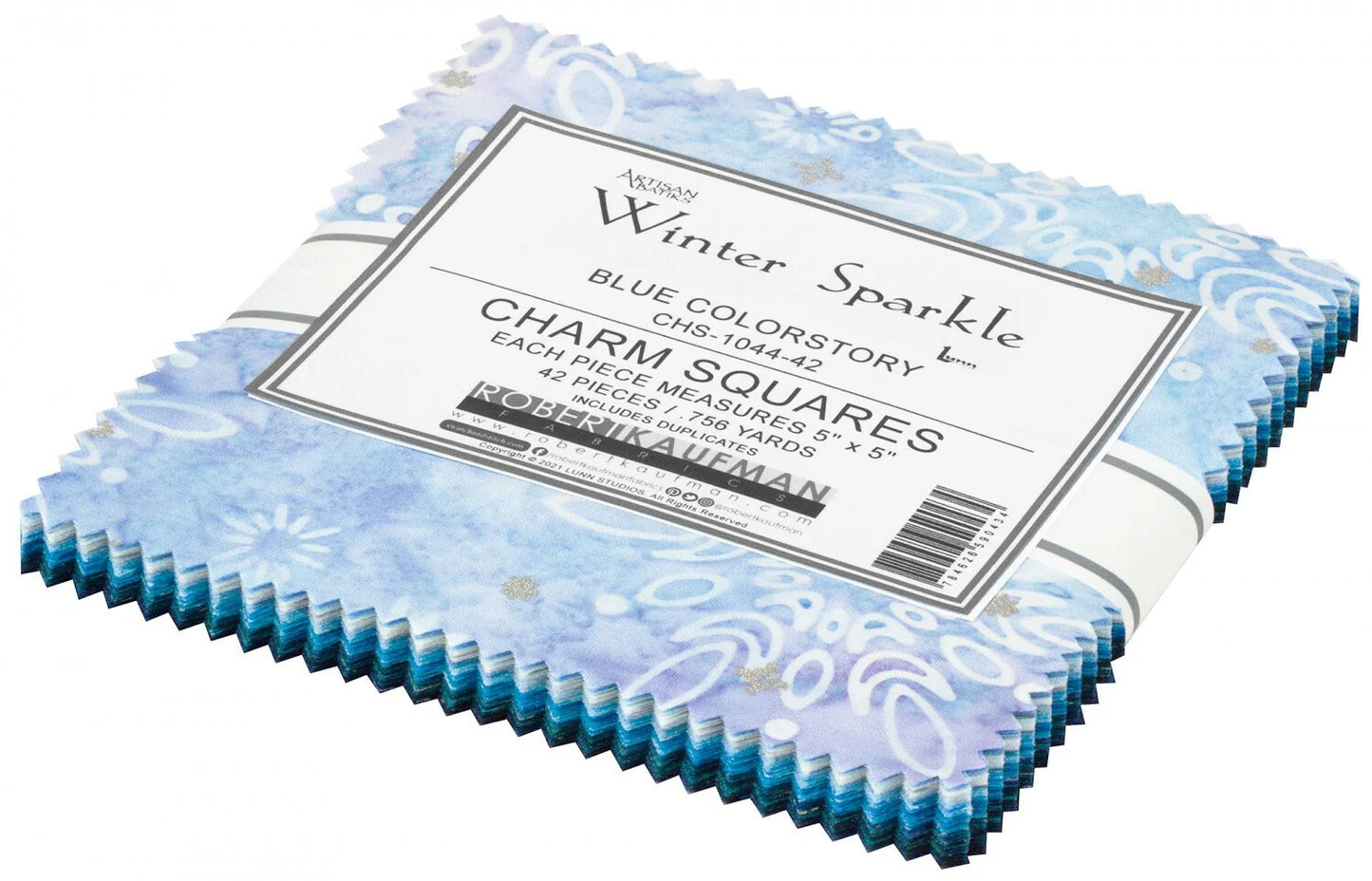 Charm Pack 5x5 Squares - Robert Kaufman Artisan Batiks Winter Sparkle Blue - 40 5" Squares