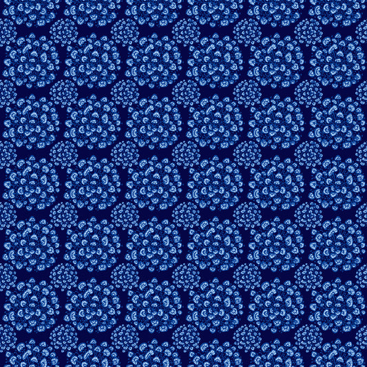 (5 yd) Clothworks Margot Blooms Dark Blue 3663-30