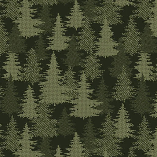 (4 yd) Benartex Winter Forest Tree Forest Green 16004-44