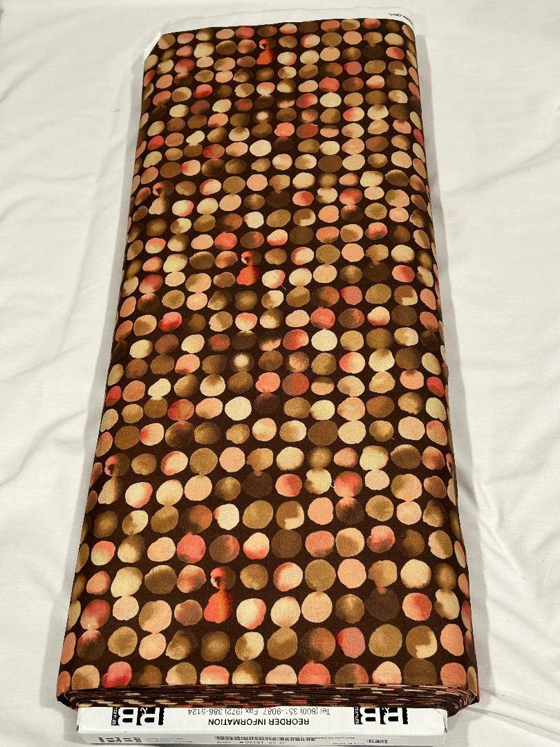 (2 yd) P&B Textiles Serene Nature 05101-ZP Watercolor Dots Coral/Brown