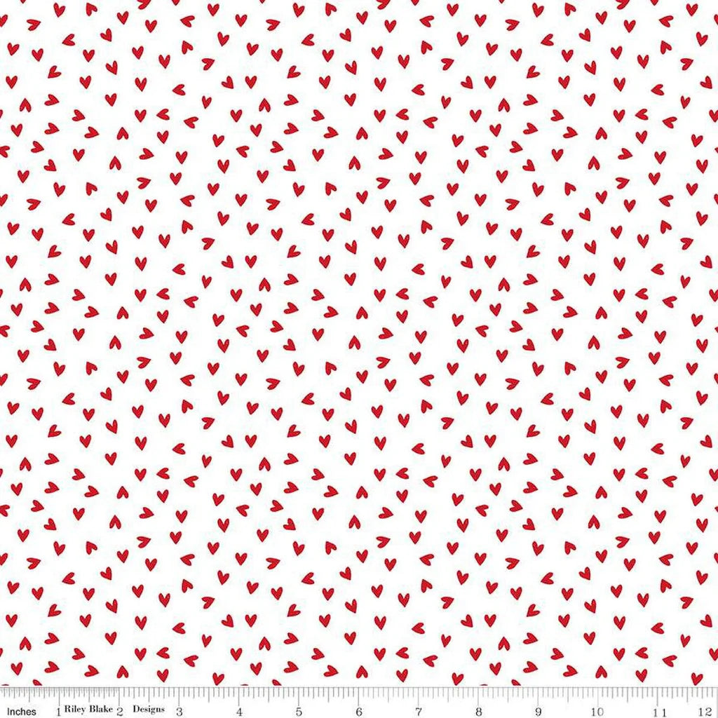 (6 yd) Riley Blake My Valentiine C14154-White Heart Toss