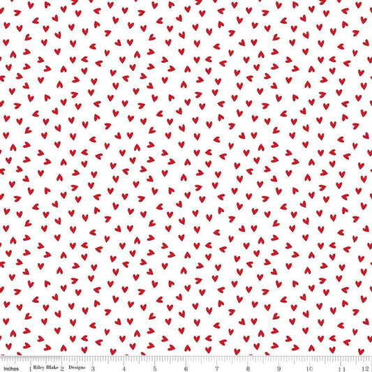 (6 yd) Riley Blake My Valentiine C14154-White Heart Toss