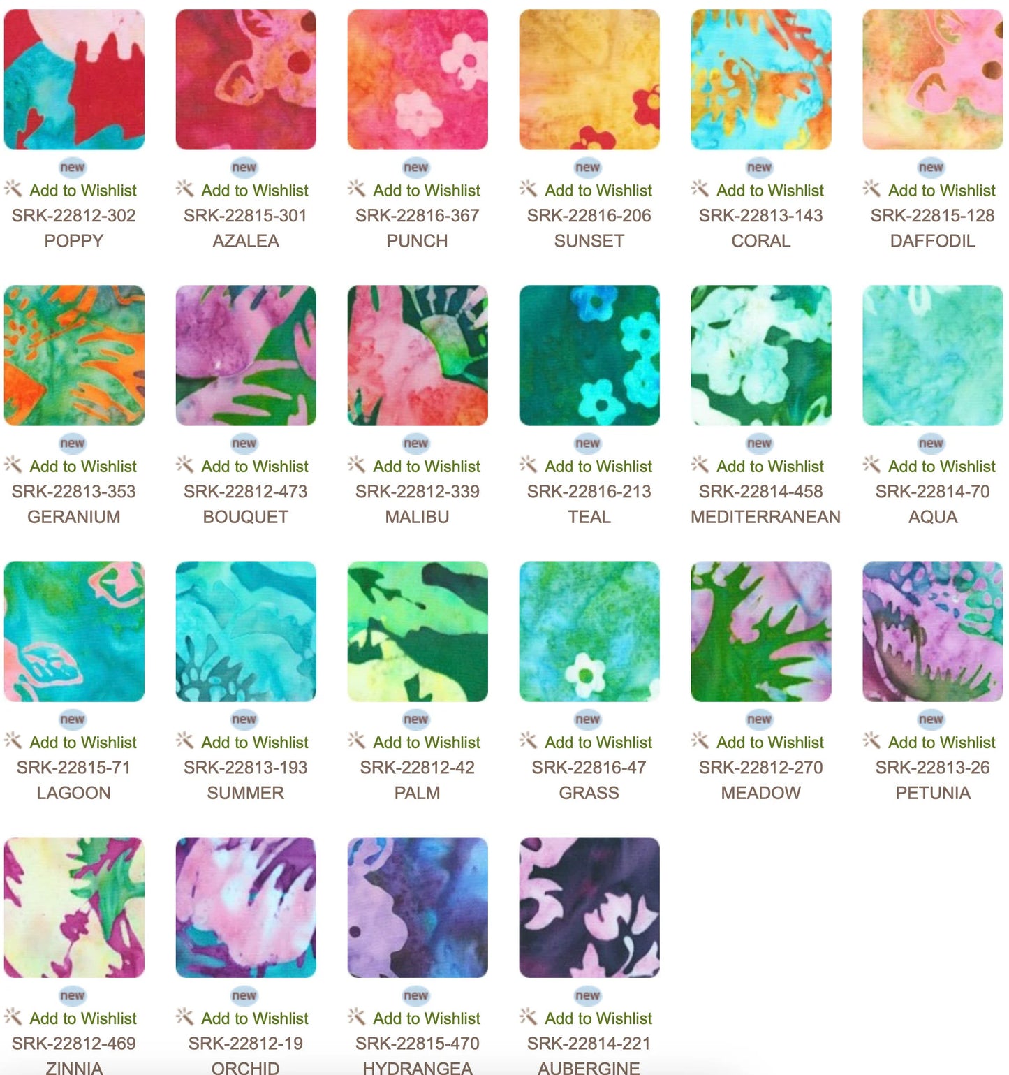 Robert Kaufman Artisan Batiks: Wild Poppies Roll-up - 40 Total Strips