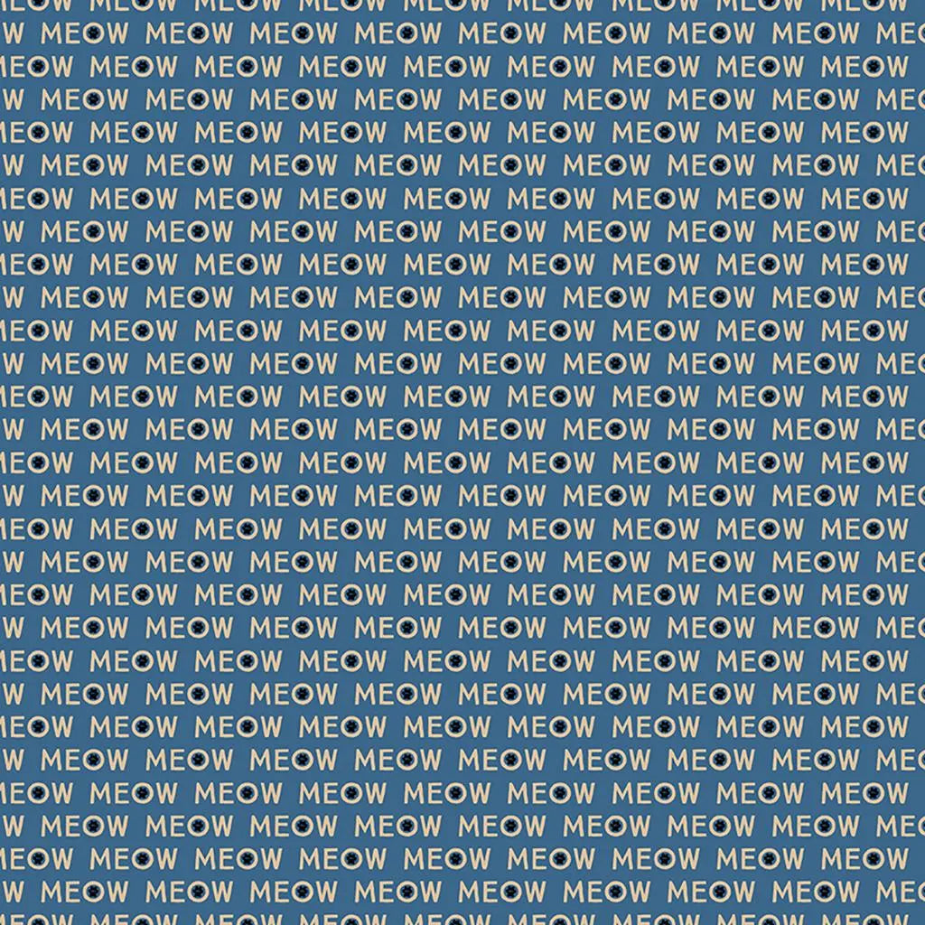 (2.5 yd) Clothworks Purrfection Blue Meow 3976-90