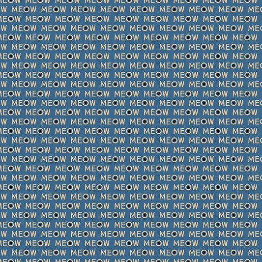 (2.5 yd) Clothworks Purrfection Blue Meow 3976-90