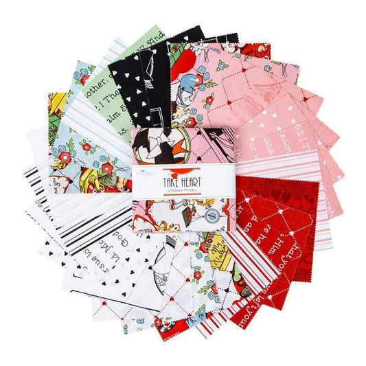 Charm Pack 5x5 Squares - Riley Blake Take Heart 5-inch Stacker - 40 5" Squares