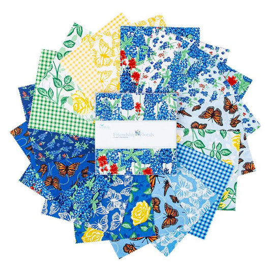Charm Pack 5x5 Squares - Riley Blake Friendship Florals 5-inch Stacker - 40 5" Squares