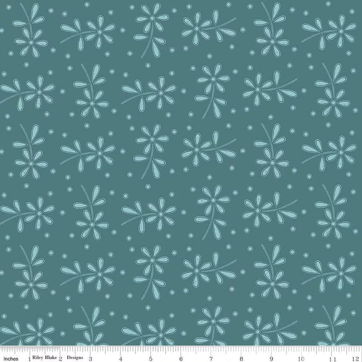 (2 yd) Riley Blake Sewing Seeds III C15689 Turquoise