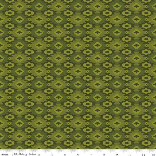 (1.5 yd) Riley Blake Pine Grove C15936 Green Geometric