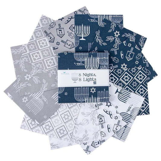 Charm Pack 5x5 Squares - Riley Blake 8 Nights, 8 Lights 5-inch Stacker - 40 5" Square
