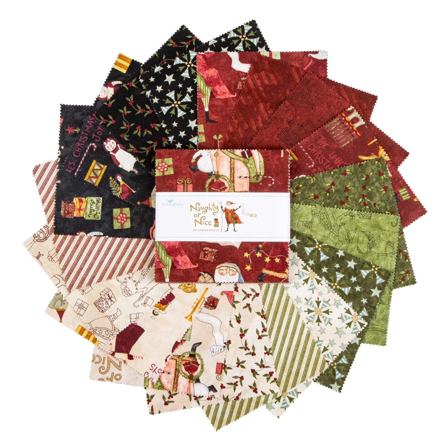 Charm Pack 5x5 Squares - Riley Blake Naughty Or Nice 5-inch Stacker - 40 5" Square