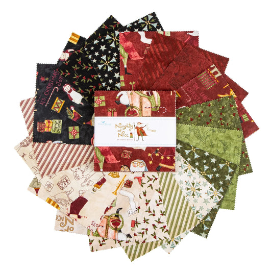 Charm Pack 5x5 Squares - Riley Blake Naughty Or Nice 5-inch Stacker - 40 5" Square