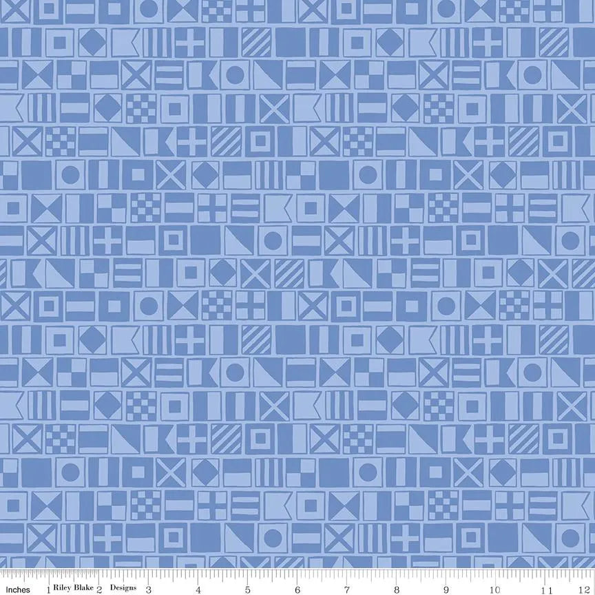 (1.5 yd) Riley Blake Yacht Club C15921 Sky Flags