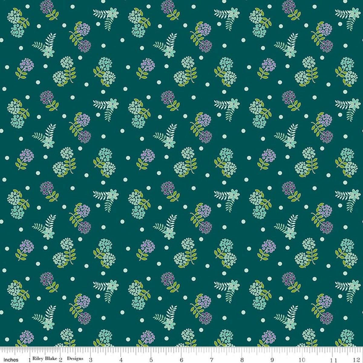 (5 yd) Riley Blake Awakenings Blossoms Teal C17104